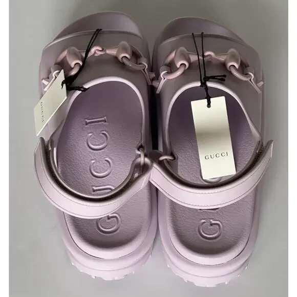 Gucci Women's Horsebit Rubber Pink Slingback Sandals 9 US (39 Eu) IT 742435 NIB - Picture 8 of 14